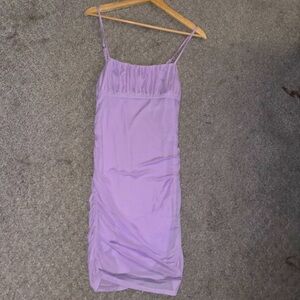 purple mini dress ruched